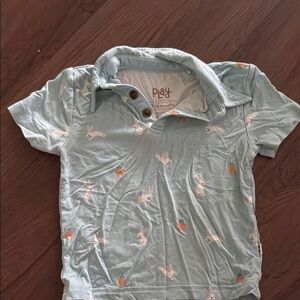 Little Sleepies Blue and White Polo Shirt Soft Cotton Blend